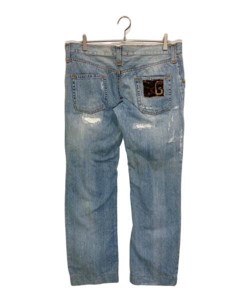 DOLCE & GABBANA（ドルチェ＆ガッバーナ）DOLCE & GABBANA (ドルチェ＆ガッバーナ) ダメージデニムパンツ ブルー サイズ:52の古着・服飾アイテム