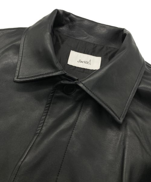 soerte（ソエルテ）soerte (ソエルテ) フェイクレザーカバーオール ブラック サイズ:2の古着・服飾アイテム