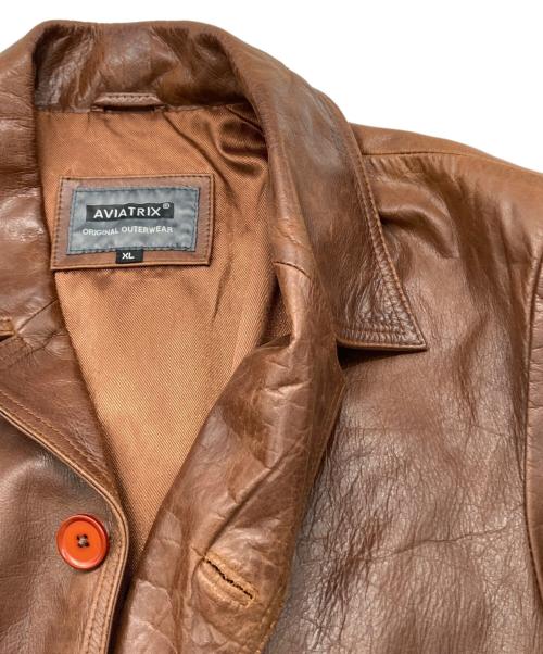 AVIATRIX（アヴィアトリックス）AVIATRIX (アヴィアトリックス) カウレザーコート ブラウン サイズ:XLの古着・服飾アイテム