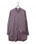 HEUGN（ユーゲン）の古着「ストライプバンドカラーシャツ」｜パープル