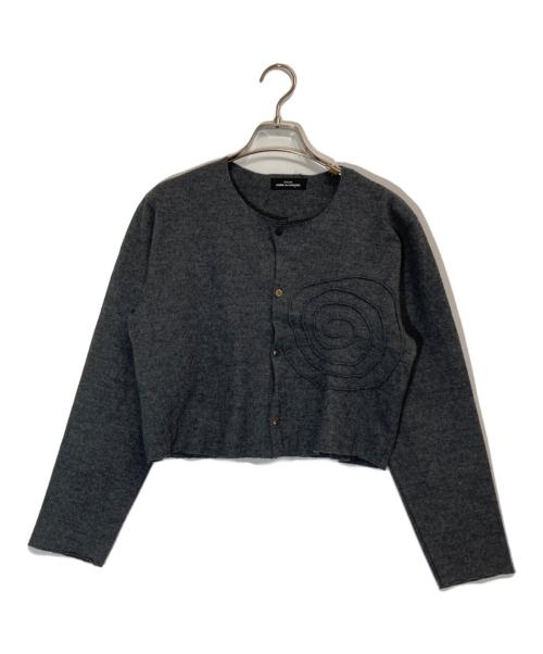 tricot COMME des GARCONS（トリココムデギャルソン）tricot COMME des GARCONS (トリココムデギャルソン) メルトンノーカラーカーディガン グレー サイズ:Freeの古着・服飾アイテム