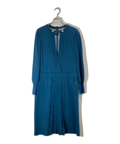 mina perhonen（ミナ ペルホネン）mina perhonen (ミナ ペルホネン) MERRYフロントオープンワンピース ブルー サイズ:表記無しの古着・服飾アイテム