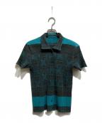 PLEATS PLEASEプリーツプリーズ）の古着「総柄プリーツシャツ」｜グリーン