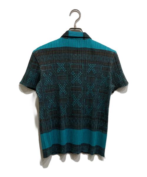 PLEATS PLEASE（プリーツプリーズ）PLEATS PLEASE (プリーツプリーズ) 総柄プリーツシャツ グリーン サイズ:3の古着・服飾アイテム