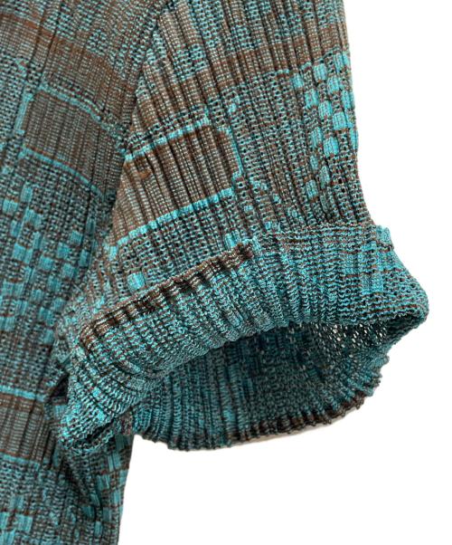 PLEATS PLEASE（プリーツプリーズ）PLEATS PLEASE (プリーツプリーズ) 総柄プリーツシャツ グリーン サイズ:3の古着・服飾アイテム