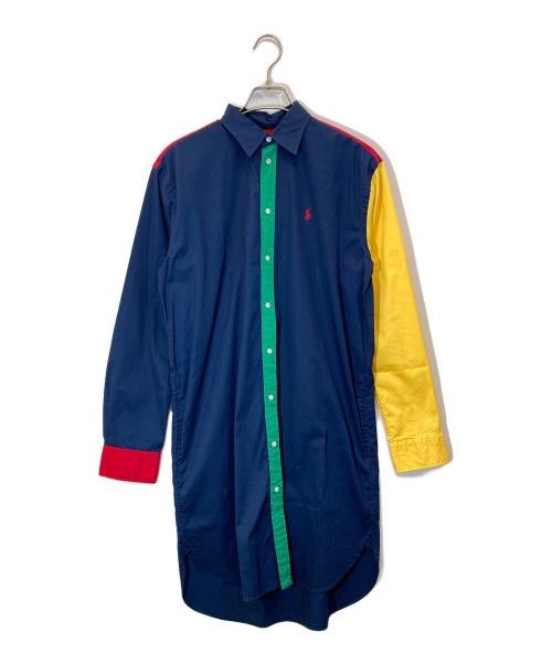 POLO RALPH LAUREN（ポロ・ラルフローレン）POLO RALPH LAUREN (ポロ・ラルフローレン) 切替シャツワンピース ネイビー サイズ:6の古着・服飾アイテム