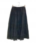 Samansa Mos2サマンサモスモス）の古着「サス付刺繍スカート レディース」｜ブラック