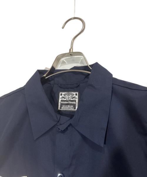 WASTED YOUTH（ウェイステッドユース）Wasted Youth (ウエステッド ユース) WORK SHIRT ネイビー サイズ:XLの古着・服飾アイテム