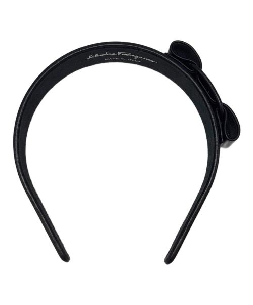 Salvatore Ferragamo（サルヴァトーレ フェラガモ）Salvatore Ferragamo (サルヴァトーレ フェラガモ) ヴァラリボンレザーカチューシャ ブラックの古着・服飾アイテム