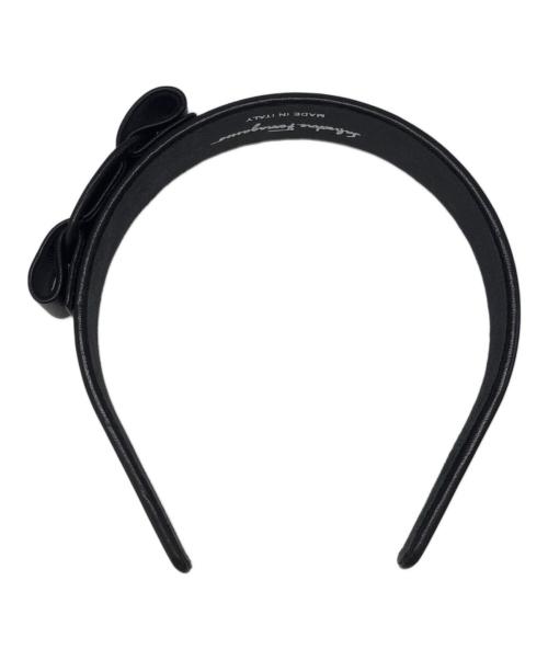 Salvatore Ferragamo（サルヴァトーレ フェラガモ）Salvatore Ferragamo (サルヴァトーレ フェラガモ) ヴァラリボンレザーカチューシャ ブラックの古着・服飾アイテム