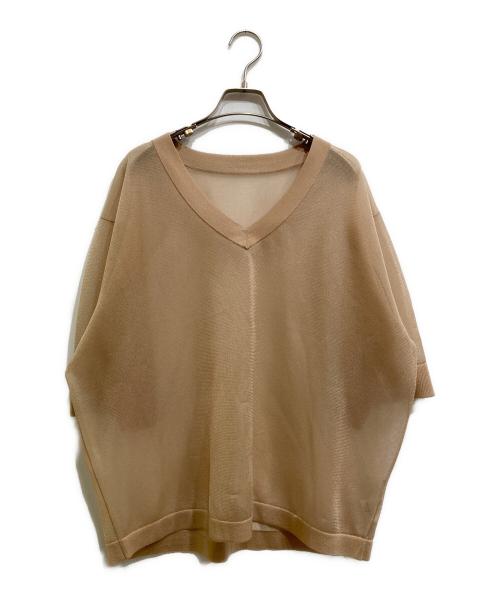 CLANE（クラネ）CLANE (クラネ) SHEER VNECK KNIT TOPS ベージュ サイズ:1の古着・服飾アイテム