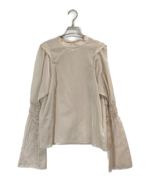 Noble（ノーブル）Noble (ノーブル) ブライトシアーフレアスリーブブラウス ベージュ サイズ:FREEの古着・服飾アイテム