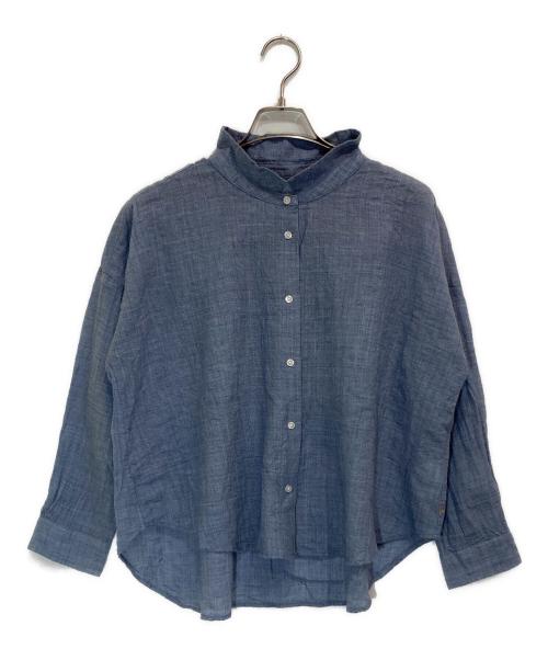 HUIS（ハウス）HUIS (ハウス) ウォッシャブルウールワイドブラウス ブルー サイズ:Fの古着・服飾アイテム