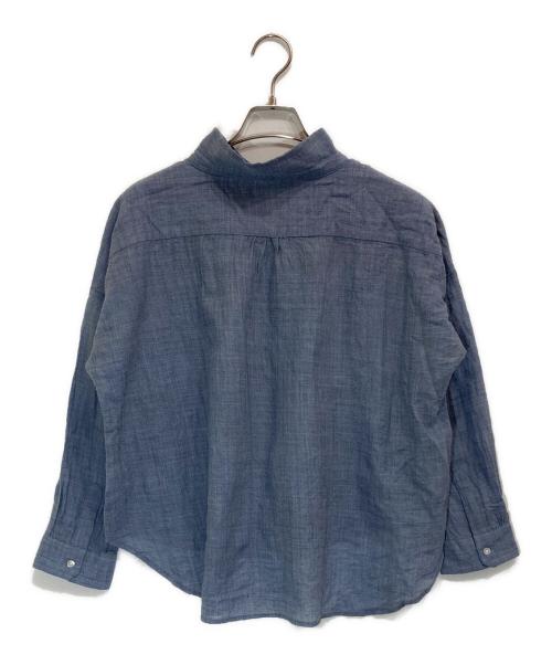 HUIS（ハウス）HUIS (ハウス) ウォッシャブルウールワイドブラウス ブルー サイズ:Fの古着・服飾アイテム