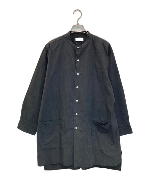 HUIS（ハウス）HUIS (ハウス) コードレーンバンドカラーロングシャツ ブラック サイズ:Fの古着・服飾アイテム
