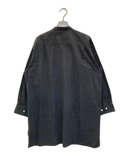 HUIS（ハウス）HUIS (ハウス) コードレーンバンドカラーロングシャツ ブラック サイズ:Fの古着・服飾アイテム