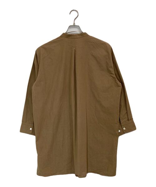 HUIS（ハウス）HUIS (ハウス) オーガニックコットンバンドカラーロングシャツ ブラウン サイズ:Fの古着・服飾アイテム