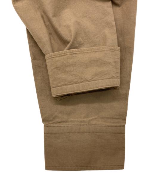 HUIS（ハウス）HUIS (ハウス) オーガニックコットンバンドカラーロングシャツ ブラウン サイズ:Fの古着・服飾アイテム