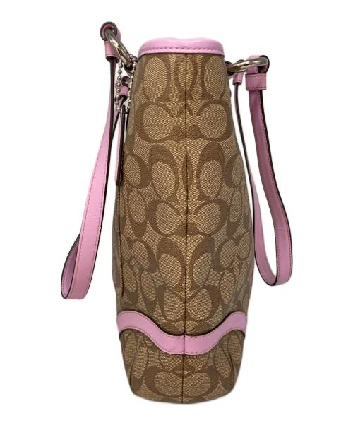 COACH（コーチ）COACH (コーチ) シグネチャートートバッグ/F18817 ベージュ×ピンク サイズ:-の古着・服飾アイテム