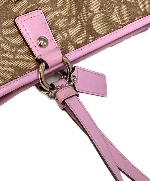 COACH（コーチ）COACH (コーチ) シグネチャートートバッグ/F18817 ベージュ×ピンク サイズ:-の古着・服飾アイテム