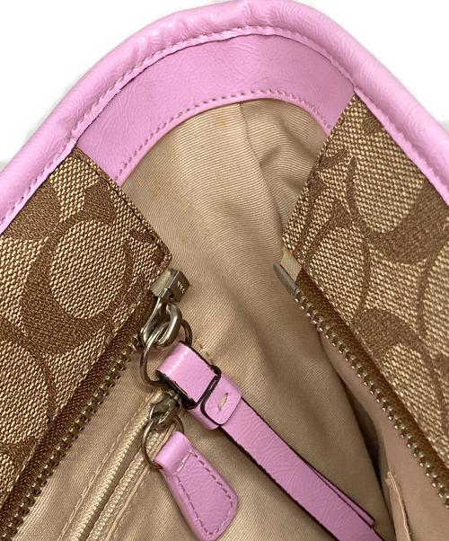COACH（コーチ）COACH (コーチ) シグネチャートートバッグ/F18817 ベージュ×ピンク サイズ:-の古着・服飾アイテム
