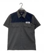 stussyステューシー）の古着「ワークシャツ」｜グレー×ネイビー
