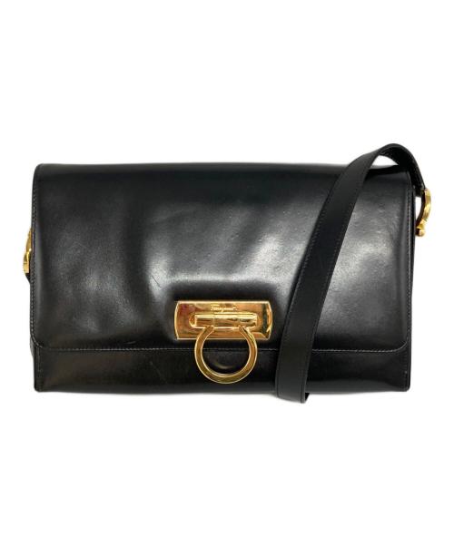 Salvatore Ferragamo（サルヴァトーレ フェラガモ）Salvatore Ferragamo (サルヴァトーレ フェラガモ) ガンチーニレザーショルダーバッグ ブラックの古着・服飾アイテム