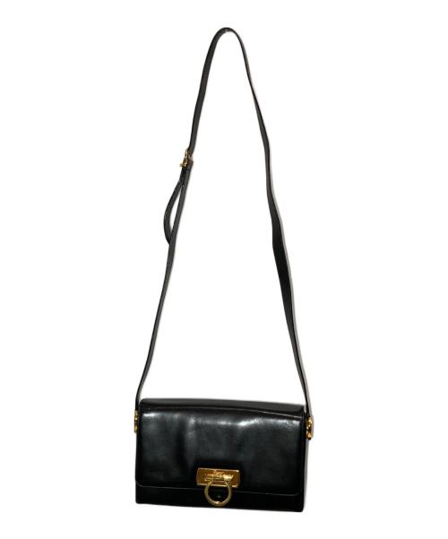 Salvatore Ferragamo（サルヴァトーレ フェラガモ）Salvatore Ferragamo (サルヴァトーレ フェラガモ) ガンチーニレザーショルダーバッグ ブラックの古着・服飾アイテム