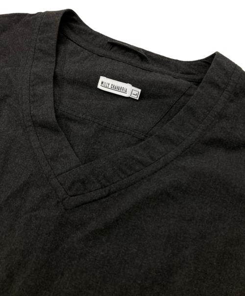 WILLY CHAVARRIA（ウィリーチャバリア）WILLY CHAVARRIA (ウィリーチャバリア) LS KANGAROO V-NECK CHACO グレー サイズ:Ｌの古着・服飾アイテム