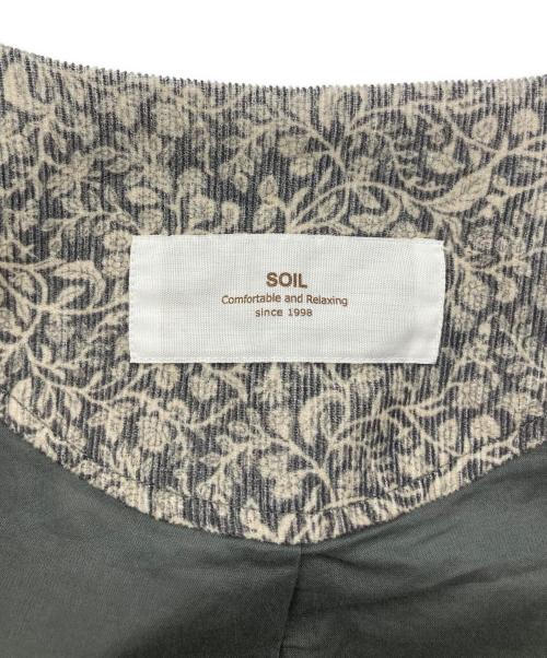 SOIL（ソイル）SOIL (ソイル) CORDUROY FLOWER PRINT NO COLLAR DOUBLE LONG COAT グレー サイズ:下記参照の古着・服飾アイテム