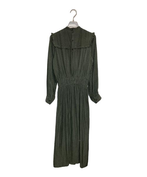 BALLSEY（ボールジィ）BALLSEY (ボールジィ) フレーズプリント スタンドネックワンピース グレー×グリーン サイズ:36の古着・服飾アイテム