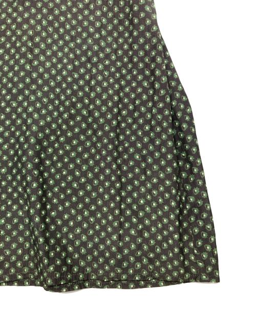 BALLSEY（ボールジィ）BALLSEY (ボールジィ) フレーズプリント スタンドネックワンピース グレー×グリーン サイズ:36の古着・服飾アイテム