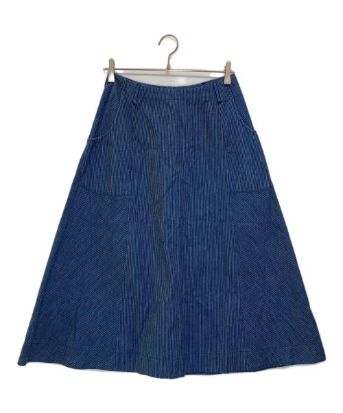 45R（フォーティファイブ・アール）45R (フォーティファイブ・アール) ストライプフレアスカート インディゴ サイズ:2の古着・服飾アイテム