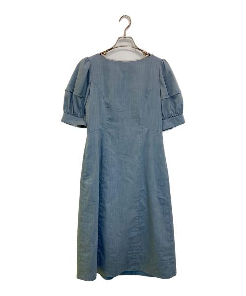 BLUE LABEL CRESTBRIDGE（ブルーレーベルクレストブリッジ）BLUE LABEL CRESTBRIDGE (ブルーレーベルクレストブリッジ) ライトスラブシャンブレーボリュームスリーブドレス ブルー サイズ:36の古着・服飾アイテム