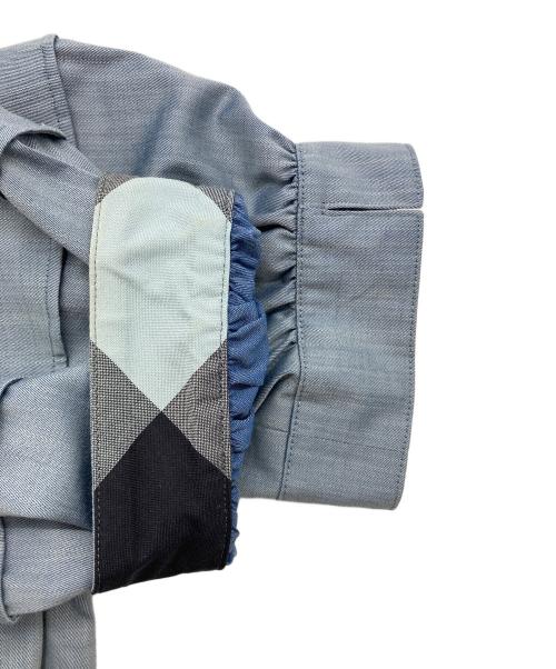 BLUE LABEL CRESTBRIDGE（ブルーレーベルクレストブリッジ）BLUE LABEL CRESTBRIDGE (ブルーレーベルクレストブリッジ) ライトスラブシャンブレーボリュームスリーブドレス ブルー サイズ:36の古着・服飾アイテム