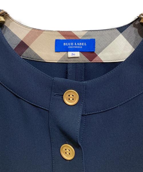 BLUE LABEL CRESTBRIDGE（ブルーレーベルクレストブリッジ）BLUE LABEL CRESTBRIDGE (ブルーレーベルクレストブリッジ) ストレッチダブルクロスワンピース/55J16-161-29 ネイビー サイズ:36の古着・服飾アイテム
