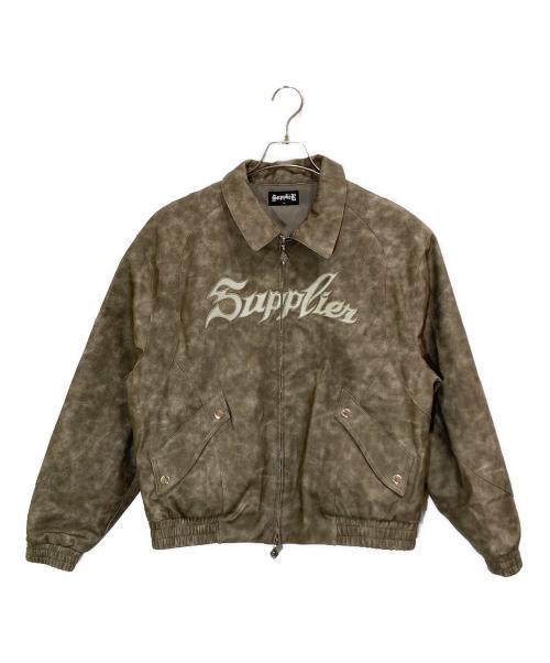 SUPPLIER（サプライヤー）SUPPLIER (サプライヤー) Cross Switching Faux Leather Blouson グレー×ベージュ サイズ:Mの古着・服飾アイテム