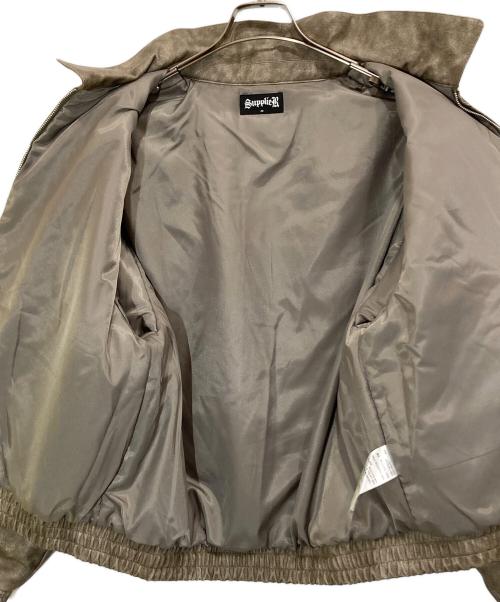 SUPPLIER（サプライヤー）SUPPLIER (サプライヤー) Cross Switching Faux Leather Blouson グレー×ベージュ サイズ:Mの古着・服飾アイテム
