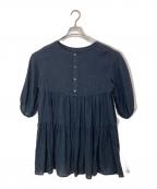 23区ニジュウサンク）の古着「LIBECO ティアード チュニック ブラウス」｜ネイビー