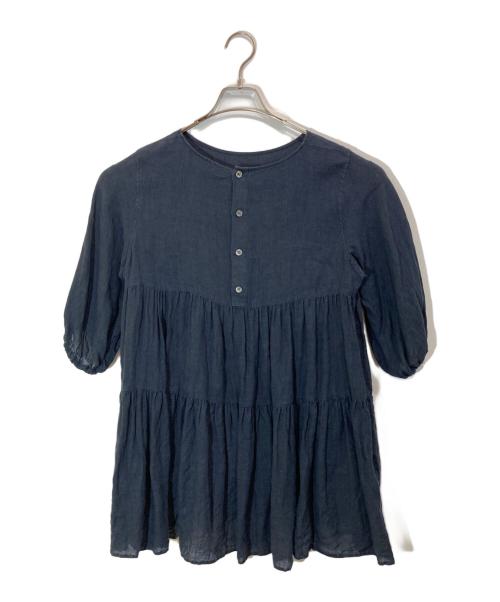 23区（ニジュウサンク）23区 (ニジュウサンク) LIBECO ティアード チュニック ブラウス ネイビー サイズ:38の古着・服飾アイテム