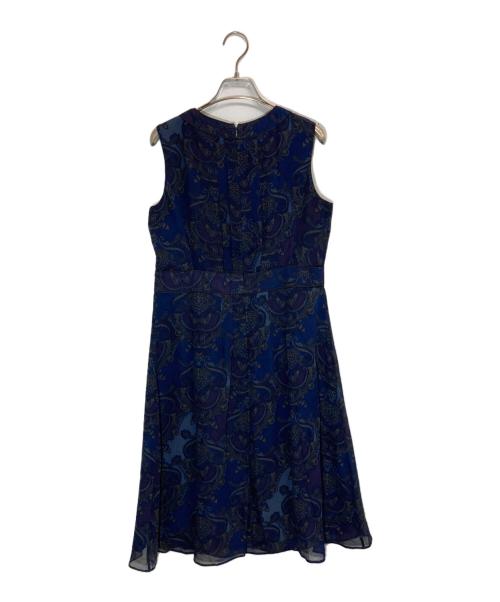 BURBERRY LONDON（バーバリーロンドン）BURBERRY LONDON (バーバリーロンドン) シルクノースリーブワンピース ネイビー サイズ:40の古着・服飾アイテム