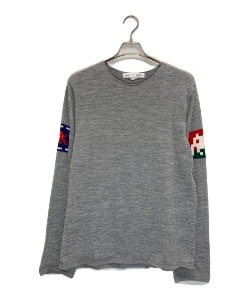COMME des GARCONS SHIRT（コムデギャルソンシャツ）COMME des GARCONS SHIRT (コムデギャルソンシャツ) invaderグラフィック ニット グレー サイズ:Lの古着・服飾アイテム
