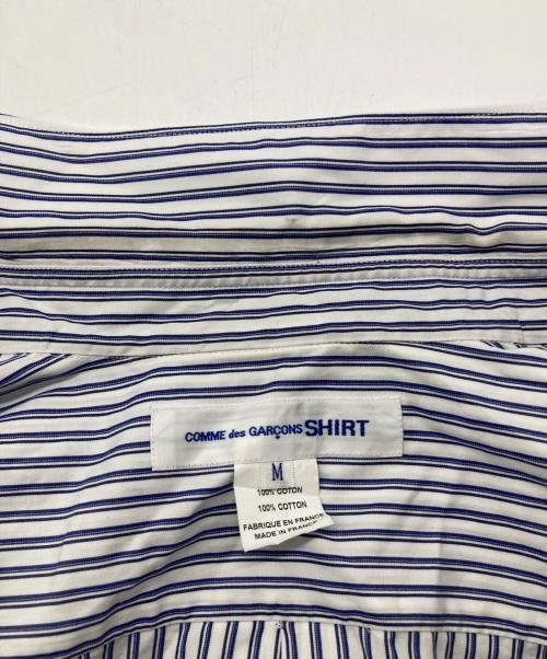 COMME des GARCONS SHIRT（コムデギャルソンシャツ）COMME des GARCONS SHIRT (コムデギャルソンシャツ) yarn dyed cotton stripe poplin shape ブルー×ホワイト サイズ:Mの古着・服飾アイテム