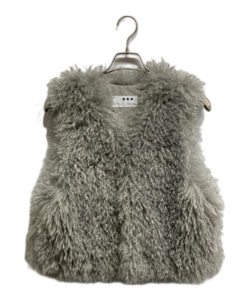THREE DOTS（スリードッツ）THREE DOTS (スリードッツ) Wavy fur short gilet グレー サイズ:Sの古着・服飾アイテム
