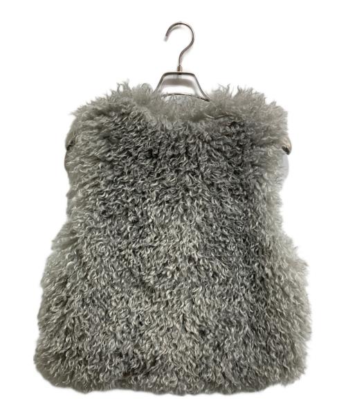 THREE DOTS（スリードッツ）THREE DOTS (スリードッツ) Wavy fur short gilet グレー サイズ:Sの古着・服飾アイテム