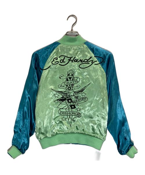 Ed Hardy（エド ハーディー）ED HARDY (エド ハーディー) スカジャン ブルー×グリーン サイズ:Sの古着・服飾アイテム
