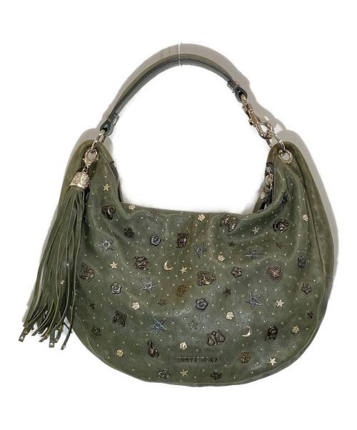 JIMMY CHOO（ジミーチュウ）JIMMY CHOO (ジミーチュウ) ゾディアックスタッズワンショルダーバッグ カーキの古着・服飾アイテム