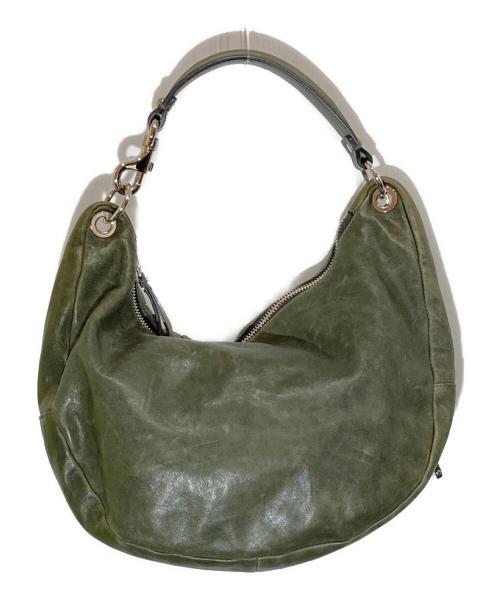 JIMMY CHOO（ジミーチュウ）JIMMY CHOO (ジミーチュウ) ゾディアックスタッズワンショルダーバッグ カーキの古着・服飾アイテム