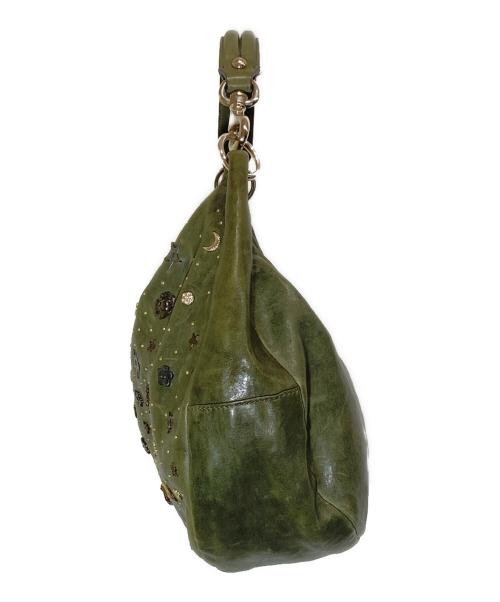 JIMMY CHOO（ジミーチュウ）JIMMY CHOO (ジミーチュウ) ゾディアックスタッズワンショルダーバッグ カーキの古着・服飾アイテム