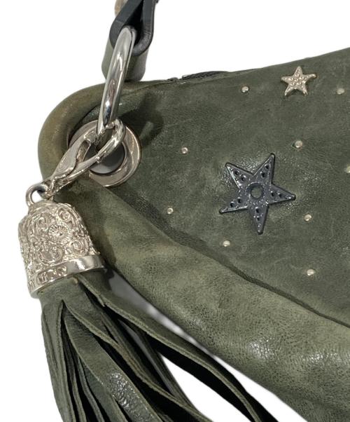 JIMMY CHOO（ジミーチュウ）JIMMY CHOO (ジミーチュウ) ゾディアックスタッズワンショルダーバッグ カーキの古着・服飾アイテム